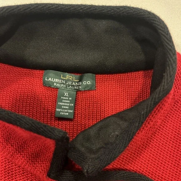 Lauren Ralph Lauren Jean Co Knit‎ Blazer Red Cotton XL Gold Buttons Military - Picture 2 of 15